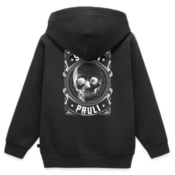 St. Pauli / Sankt Pauli / Hamburg - Kinder Premium Organic Zip Hoodie - Schwarz - Hinten - AI Model Kid Male (0cm)