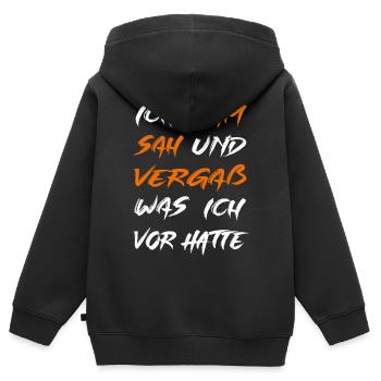 Ich kam sah und vergaß - Kinder Premium Organic Zip Hoodie - Schwarz - Hinten - AI Model Kid Male (0cm)