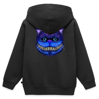 Visage de chat grinning Cat Wonderland Gift - Sweat Premium à capuche zippé enfant bio - noir - Dos - AI Model Kid Male (0cm)