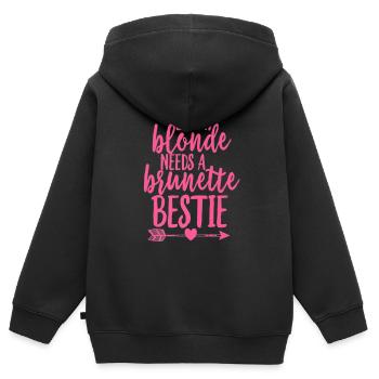 Every blonde needs a brunette Bestie UNISEX BF - Kinder Premium Organic Zip Hoodie - Schwarz - Hinten - AI Model Kid Male (0cm)