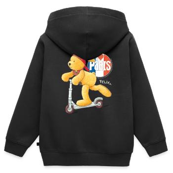 Felix der Hase liebt Paris - Kinder Premium Organic Zip Hoodie - Schwarz - Hinten - AI Model Kid Male (0cm)