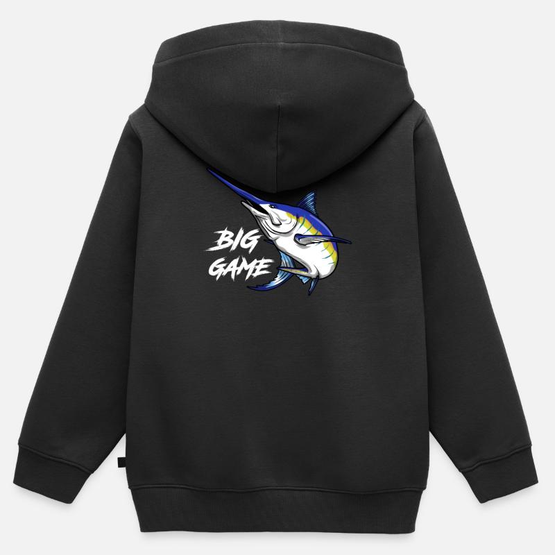 Pêche au gros - Sweat Premium à capuche zippé enfant bio - noir