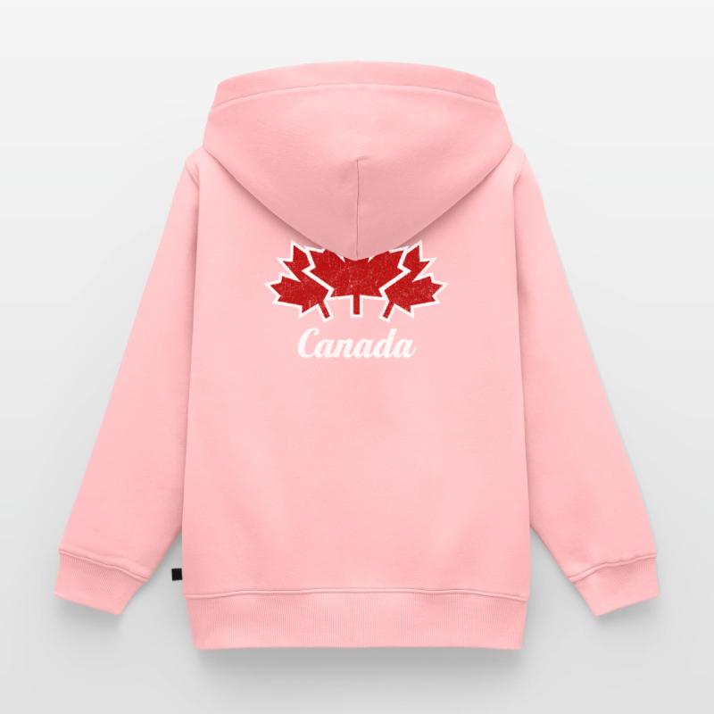 CANADA, CANADA 3 FEUILLES MAPLE UTILISÉES Sweat Premium à capuche zippé enfant bio