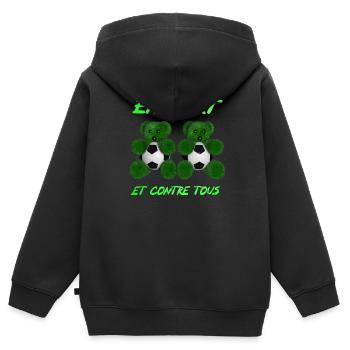 GRÜN UND GEGEN ALLE - Kinder Premium Organic Zip Hoodie - Schwarz - Hinten - AI Model Kid Male (0cm)