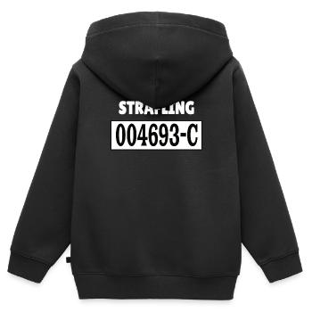 Insasse Häftling Sträfling Gefängnis Knast Outfit - Kinder Premium Organic Zip Hoodie - Schwarz - Hinten - AI Model Kid Male (0cm)