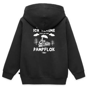 Ich schnarche nicht - Dampflok - Kinder Premium Organic Zip Hoodie - Schwarz - Hinten - AI Model Kid Male (0cm)