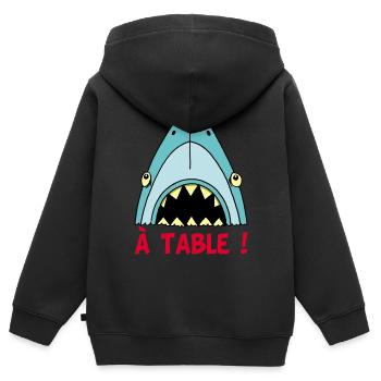 Hungriger Hai! - Kinder Premium Organic Zip Hoodie - Schwarz - Hinten - AI Model Kid Male (0cm)
