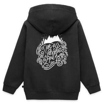 Tous les vagabonds ne sont pas perdus - Sweat Premium à capuche zippé enfant bio - noir - Dos - AI Model Kid Male (0cm)