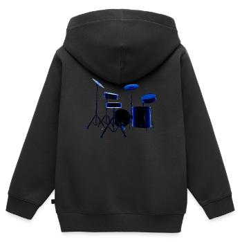 Schlagzeugmusik - Kinder Premium Organic Zip Hoodie - Schwarz - Hinten - AI Model Kid Male (0cm)