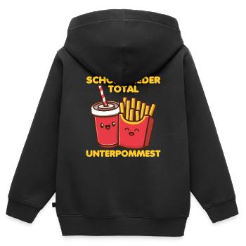 Fastfood Imbiss Pommesbude Fritten | Unterpommest - Kinder Premium Organic Zip Hoodie - Schwarz - Hinten - AI Model Kid Male (0cm)