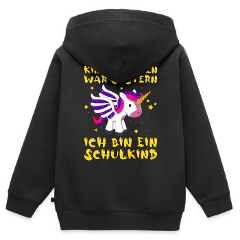 Einschulung Einhorn - Kinder Premium Organic Zip Hoodie - Schwarz - Hinten - AI Model Kid Male (0cm)