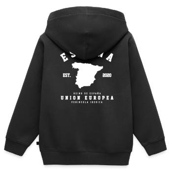 ESPAGNE - Sweat Premium à capuche zippé enfant bio - noir - Dos - AI Model Kid Male (0cm)
