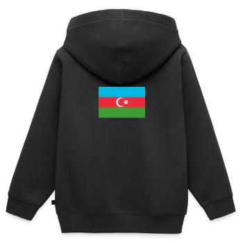 Azerbaïdjan drapeau azerbaïdjanais Drapeau - Sweat Premium à capuche zippé enfant bio - noir - Dos - AI Model Kid Male (0cm)