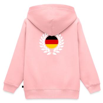 Couronne de laurier Allemagne - Sweat Premium à capuche zippé enfant bio - rose - Dos - AI Model Kid Female (0cm)