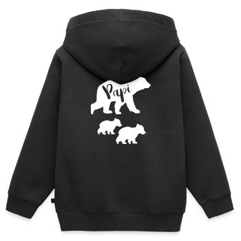 Shirt für Papi | Papi Bär Vatertagsgeschenk - Kinder Premium Organic Zip Hoodie - Schwarz - Hinten - AI Model Kid Male (0cm)
