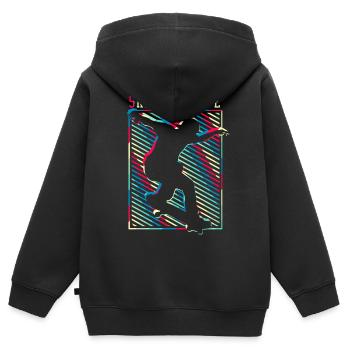 SK8R | Patinez pour la vie - Sweat Premium à capuche zippé enfant bio - noir - Dos - AI Model Kid Male (0cm)