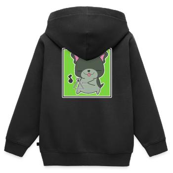 Chien avec triangle - Sweat Premium à capuche zippé enfant bio - noir - Dos - AI Model Kid Male (0cm)