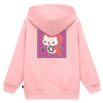 Kleiner Hund mit Tamburin - Kinder Premium Organic Zip Hoodie - Rosa - Hinten - AI Model Kid Female (0cm)