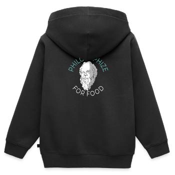 Will Philosophize For Food - Philospher Philosophy - Kids Premium Organic Zip-up Hoodie - black - Back - AI Model Kid Male (0cm)