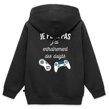 je peux pas j'ai console gamer - Sweat Premium à capuche zippé enfant bio - noir - Dos - AI Model Kid Male (0cm)