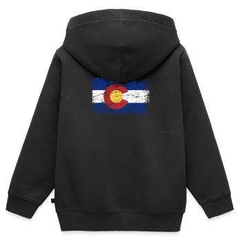 Colorado Fahne Flagge used-look - Kinder Premium Organic Zip Hoodie - Schwarz - Hinten - AI Model Kid Male (0cm)