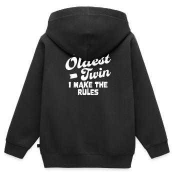 Oldest Twin - Twins Fun Matching Older Twin - Kinder Premium Organic Zip Hoodie - Schwarz - Hinten - AI Model Kid Male (0cm)