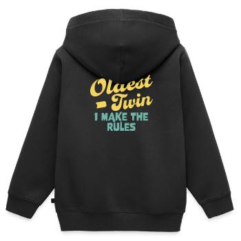 Oldest Twin - Twins Funny Matching Older Twin - Kinder Premium Organic Zip Hoodie - Schwarz - Hinten - AI Model Kid Male (0cm)