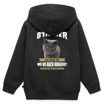Britisch Kurzhaar Shirt - Britisch Kurzhaar Katze - Kinder Premium Organic Zip Hoodie - Schwarz - Hinten - AI Model Kid Male (0cm)