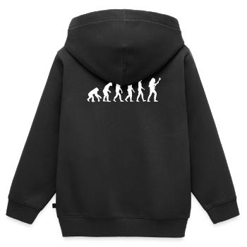 Bassgitarre - Evolution des Menschen, Darwin - Kinder Premium Organic Zip Hoodie - Schwarz - Hinten - AI Model Kid Male (0cm)