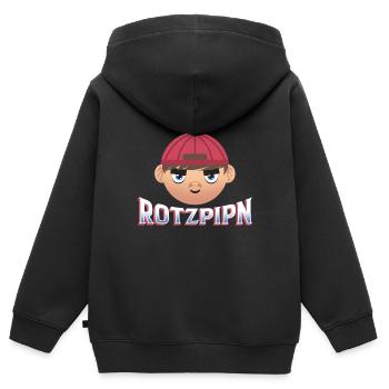 Rotzpipn | Rotzbua | Geschenk für Coole Jungs - Kinder Premium Organic Zip Hoodie - Schwarz - Hinten - AI Model Kid Male (0cm)