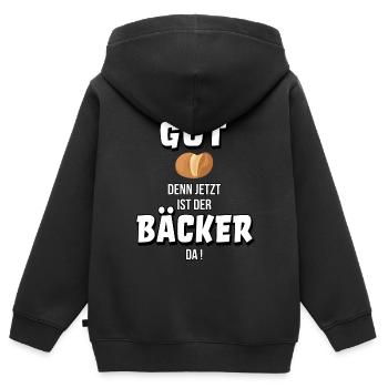 Bäcker Bäckerei Bäckermeister Geschenk Spruch - Kinder Premium Organic Zip Hoodie - Schwarz - Hinten - AI Model Kid Male (0cm)