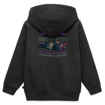 Tokyo Night Drift 2001 Outsider Festival (Purple) - Sweat Premium à capuche zippé enfant bio - noir - Dos - AI Model Kid Male (0cm)