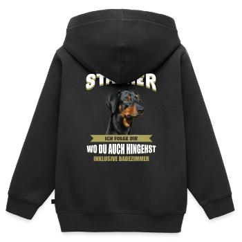 Deutscher Pinscher Geschenkidee - Pinscher - Kinder Premium Organic Zip Hoodie - Schwarz - Hinten - AI Model Kid Male (0cm)