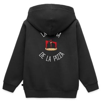 DIE MAFIA der Pizza Geschenkidee Humor - Kinder Premium Organic Zip Hoodie - Schwarz - Hinten - AI Model Kid Male (0cm)