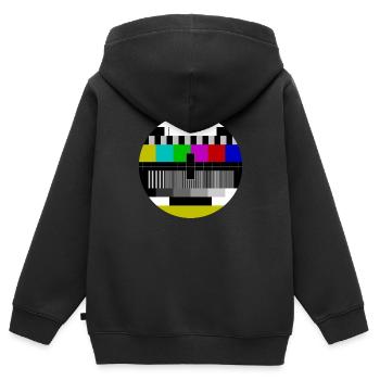 Test screen transmission end 70s 80s Retro - Kids Premium Organic Zip-up Hoodie - black - Back - AI Model Kid Male (0cm)