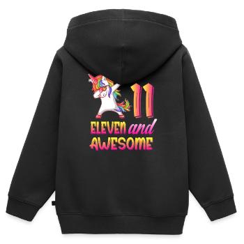 11th Birthday Girl Shirt Unicorn 11th Birthday - Kids Premium Organic Zip-up Hoodie - black - Back - AI Model Kid Male (0cm)