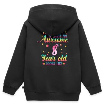 8th Birthday Girl Shirt, 8 Year Old Girls Birthday - Kinder Premium Organic Zip Hoodie - Schwarz - Hinten - AI Model Kid Male (0cm)