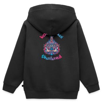 Koh Samui Thaïlande Backpacker Voyage - Sweat Premium à capuche zippé enfant bio - noir - Dos - AI Model Kid Male (0cm)