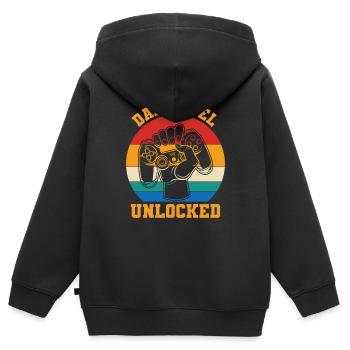 Dad Level entsperrt Retro Vintage neuen Vater - Kinder Premium Organic Zip Hoodie - Schwarz - Hinten - AI Model Kid Male (0cm)