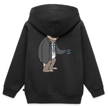Faultier Homeoffice Homeofficer Unterhose Kaffee - Kinder Premium Organic Zip Hoodie - Schwarz - Hinten - AI Model Kid Male (0cm)