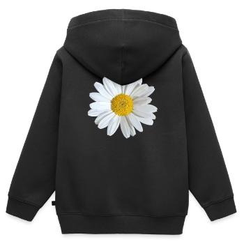 Weiße Margeriten Blüte - Kinder Premium Organic Zip Hoodie - Schwarz - Hinten - AI Model Kid Male (0cm)