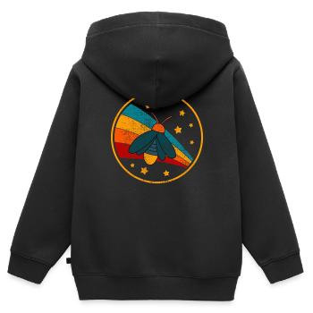 lucioles d’été pour l’entomologiste - Sweat Premium à capuche zippé enfant bio - noir - Dos - AI Model Kid Male (0cm)