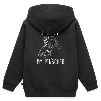 I Love My Pinscher Ich Liebe Meinen Pinscher - Kinder Premium Organic Zip Hoodie - Schwarz - Hinten - AI Model Kid Male (0cm)