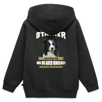 Border Collie Hund - Border Collie - Kinder Premium Organic Zip Hoodie - Schwarz - Hinten - AI Model Kid Male (0cm)