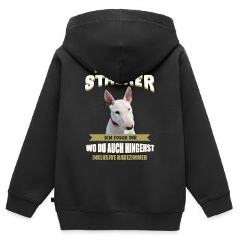 Bullterrier Hund - Bullterrier - Kinder Premium Organic Zip Hoodie - Schwarz - Hinten - AI Model Kid Male (0cm)
