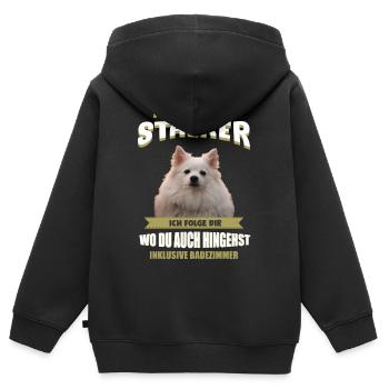 Deutscher Spitz Hund - Deutscher Spitz - Kinder Premium Organic Zip Hoodie - Schwarz - Hinten - AI Model Kid Male (0cm)