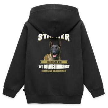 Hollandse Herder Hund - Hollandse Herder - Kinder Premium Organic Zip Hoodie - Schwarz - Hinten - AI Model Kid Male (0cm)