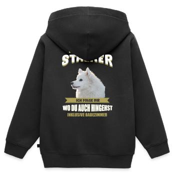 Japan Spitz Hund - Japan Spitz - Kinder Premium Organic Zip Hoodie - Schwarz - Hinten - AI Model Kid Male (0cm)