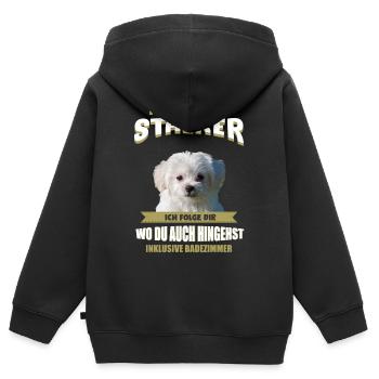 Malteser Hund - Malteser - Kinder Premium Organic Zip Hoodie - Schwarz - Hinten - AI Model Kid Male (0cm)