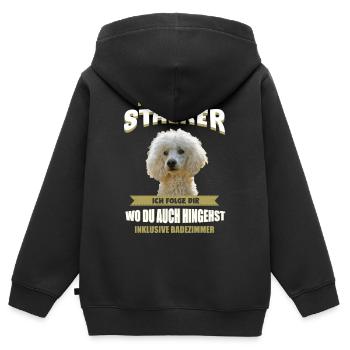 Pudel Hund - Pudel - Kinder Premium Organic Zip Hoodie - Schwarz - Hinten - AI Model Kid Male (0cm)